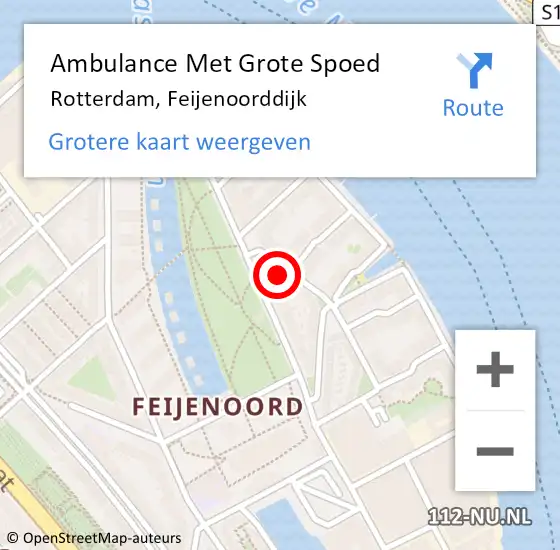 Locatie op kaart van de 112 melding: Ambulance Met Grote Spoed Naar Rotterdam, Feijenoorddijk op 26 oktober 2024 14:34