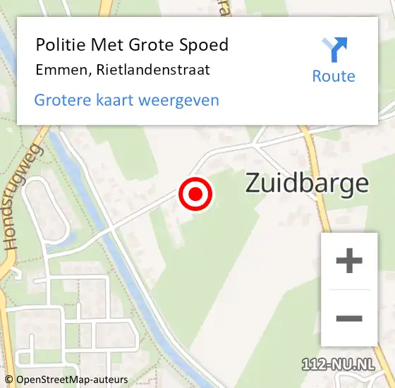 Locatie op kaart van de 112 melding: Politie Met Grote Spoed Naar Emmen, Rietlandenstraat op 26 oktober 2024 14:52