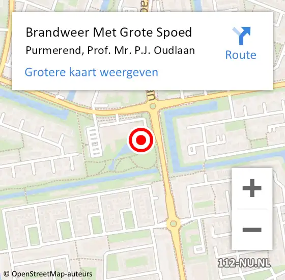 Locatie op kaart van de 112 melding: Brandweer Met Grote Spoed Naar Purmerend, Prof. Mr. P.J. Oudlaan op 26 oktober 2024 15:00