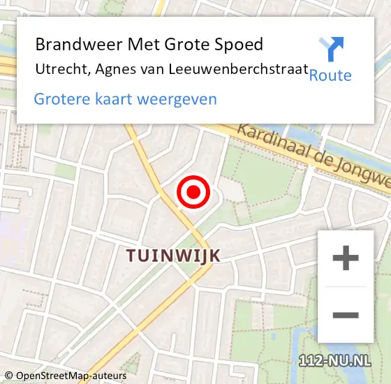 Locatie op kaart van de 112 melding: Brandweer Met Grote Spoed Naar Utrecht, Agnes van Leeuwenberchstraat op 26 oktober 2024 15:05