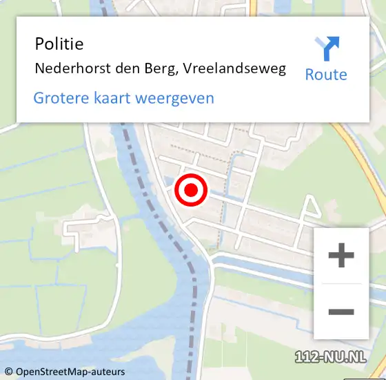 Locatie op kaart van de 112 melding: Politie Nederhorst den Berg, Vreelandseweg op 26 oktober 2024 15:10