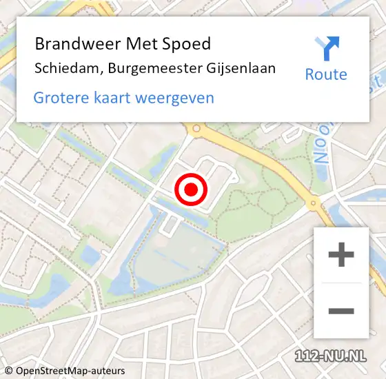 Locatie op kaart van de 112 melding: Brandweer Met Spoed Naar Schiedam, Burgemeester Gijsenlaan op 26 oktober 2024 15:30