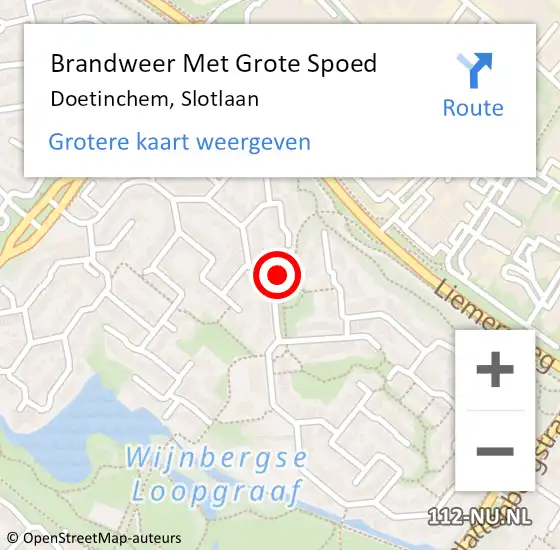 Locatie op kaart van de 112 melding: Brandweer Met Grote Spoed Naar Doetinchem, Slotlaan op 26 oktober 2024 15:50