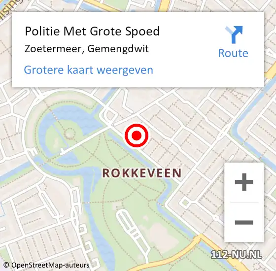 Locatie op kaart van de 112 melding: Politie Met Grote Spoed Naar Zoetermeer, Gemengdwit op 26 oktober 2024 15:50