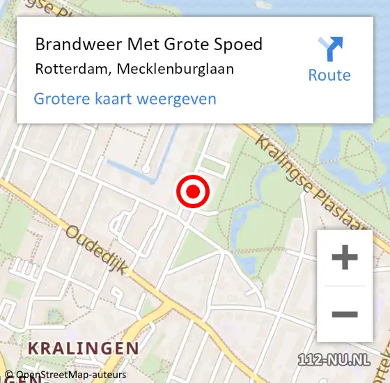 Locatie op kaart van de 112 melding: Brandweer Met Grote Spoed Naar Rotterdam, Mecklenburglaan op 26 oktober 2024 15:55