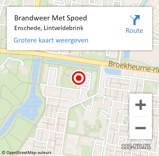 Locatie op kaart van de 112 melding: Brandweer Met Spoed Naar Enschede, Lintveldebrink op 26 oktober 2024 15:55