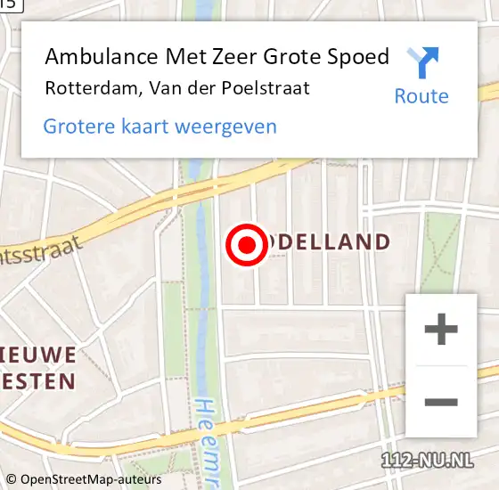 Locatie op kaart van de 112 melding: Ambulance Met Zeer Grote Spoed Naar Rotterdam, Van der Poelstraat op 26 oktober 2024 16:02