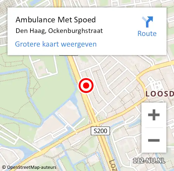 Locatie op kaart van de 112 melding: Ambulance Met Spoed Naar Den Haag, Ockenburghstraat op 26 oktober 2024 16:07