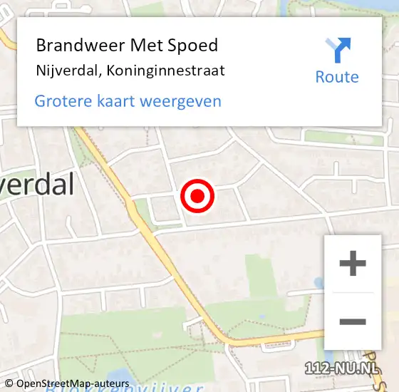 Locatie op kaart van de 112 melding: Brandweer Met Spoed Naar Nijverdal, Koninginnestraat op 26 oktober 2024 16:16