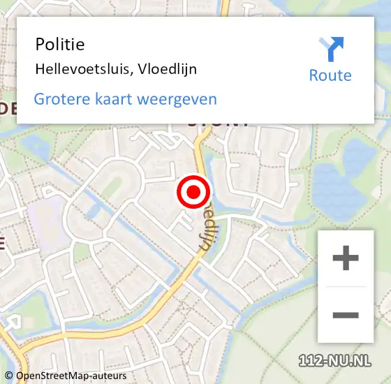 Locatie op kaart van de 112 melding: Politie Hellevoetsluis, Vloedlijn op 26 oktober 2024 16:17