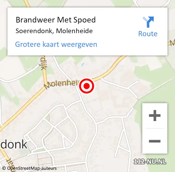 Locatie op kaart van de 112 melding: Brandweer Met Spoed Naar Soerendonk, Molenheide op 26 oktober 2024 16:38