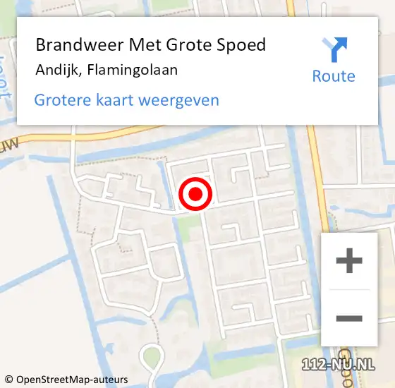 Locatie op kaart van de 112 melding: Brandweer Met Grote Spoed Naar Andijk, Flamingolaan op 26 oktober 2024 16:47