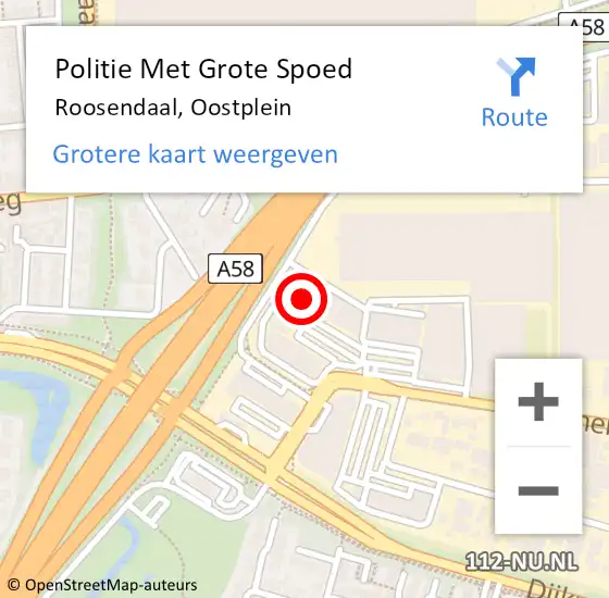 Locatie op kaart van de 112 melding: Politie Met Grote Spoed Naar Roosendaal, Oostplein op 26 oktober 2024 17:04