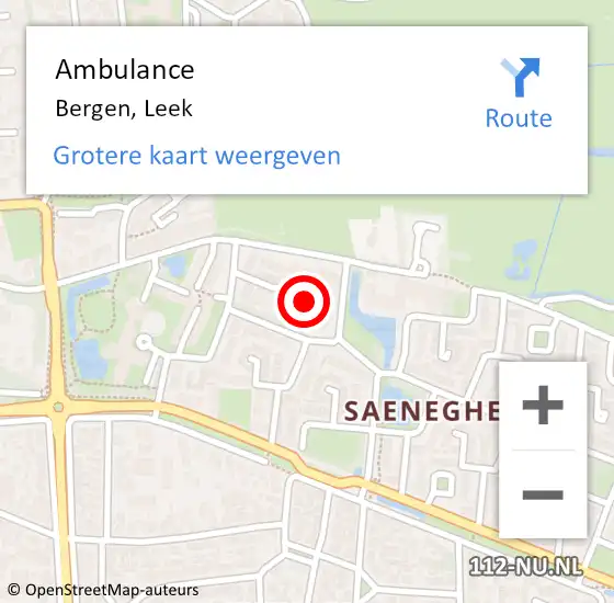 Locatie op kaart van de 112 melding: Ambulance Bergen, Leek op 26 oktober 2024 17:04