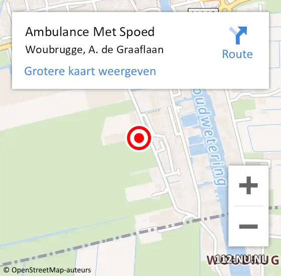 Locatie op kaart van de 112 melding: Ambulance Met Spoed Naar Woubrugge, A. de Graaflaan op 26 oktober 2024 17:12