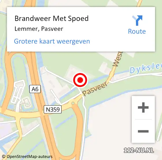 Locatie op kaart van de 112 melding: Brandweer Met Spoed Naar Lemmer, Pasveer op 26 oktober 2024 17:15