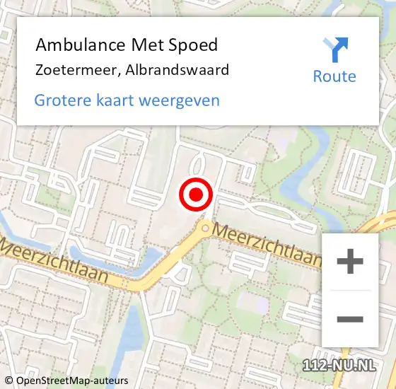 Locatie op kaart van de 112 melding: Ambulance Met Spoed Naar Zoetermeer, Albrandswaard op 26 oktober 2024 17:20