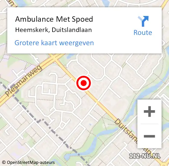 Locatie op kaart van de 112 melding: Ambulance Met Spoed Naar Heemskerk, Duitslandlaan op 26 oktober 2024 17:30