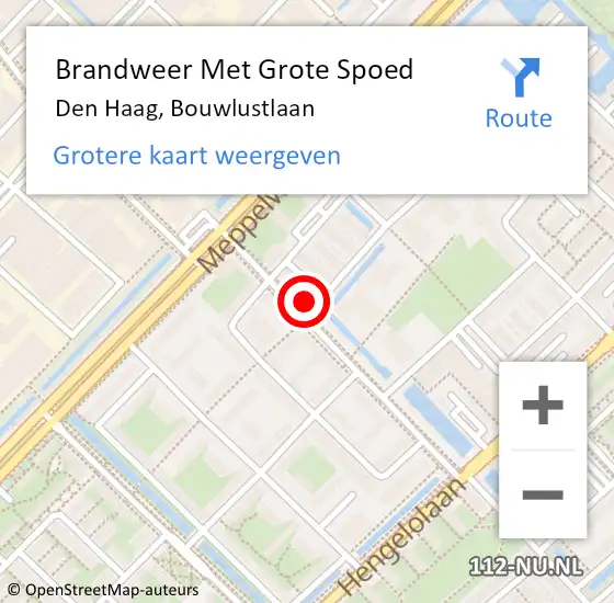 Locatie op kaart van de 112 melding: Brandweer Met Grote Spoed Naar Den Haag, Bouwlustlaan op 26 oktober 2024 17:32