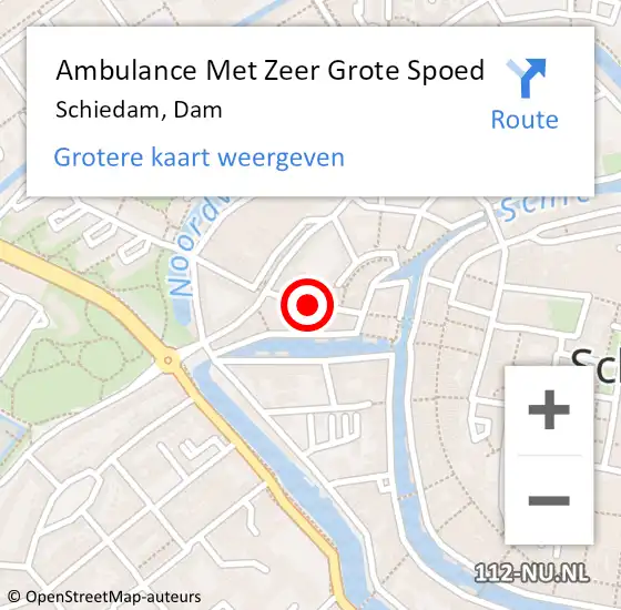 Locatie op kaart van de 112 melding: Ambulance Met Zeer Grote Spoed Naar Schiedam, Dam op 26 oktober 2024 17:41