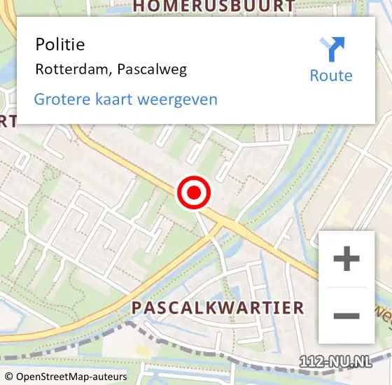 Locatie op kaart van de 112 melding: Politie Rotterdam, Pascalweg op 26 oktober 2024 17:44