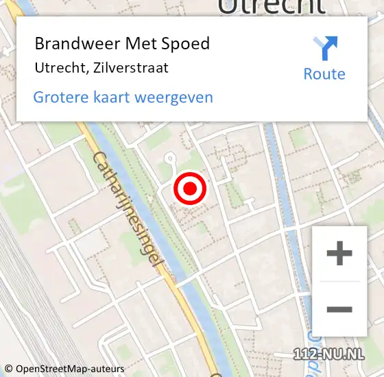 Locatie op kaart van de 112 melding: Brandweer Met Spoed Naar Utrecht, Zilverstraat op 26 oktober 2024 18:06