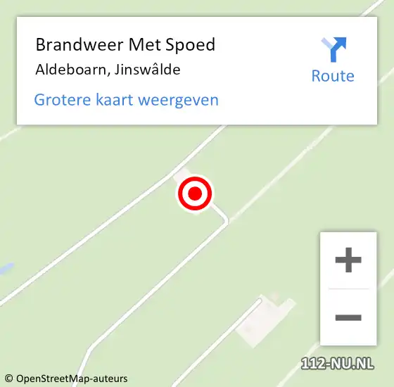 Locatie op kaart van de 112 melding: Brandweer Met Spoed Naar Aldeboarn, Jinswâlde op 26 oktober 2024 18:11