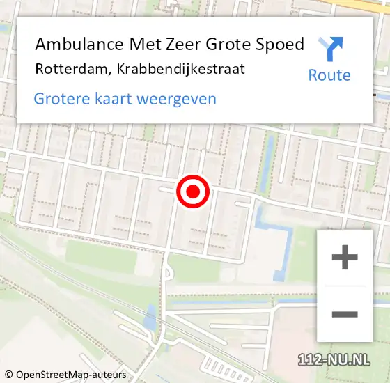 Locatie op kaart van de 112 melding: Ambulance Met Zeer Grote Spoed Naar Rotterdam, Krabbendijkestraat op 26 oktober 2024 18:13