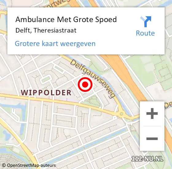 Locatie op kaart van de 112 melding: Ambulance Met Grote Spoed Naar Den Haag, Theresiastraat op 26 oktober 2024 18:22