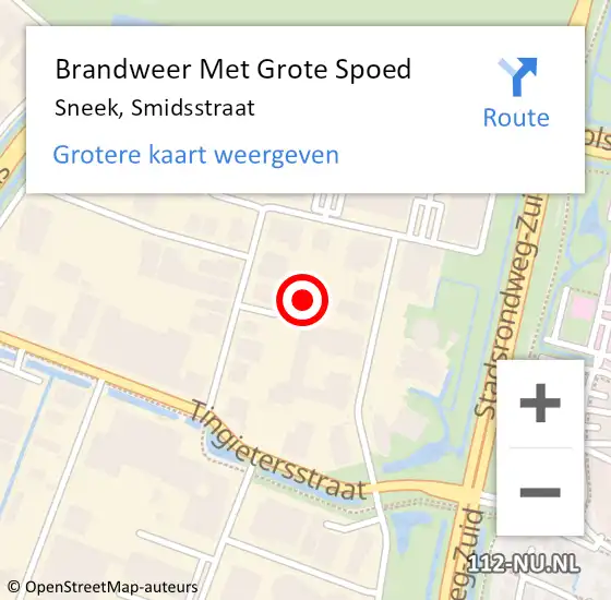 Locatie op kaart van de 112 melding: Brandweer Met Grote Spoed Naar Sneek, Smidsstraat op 26 oktober 2024 18:45