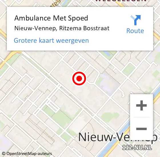 Locatie op kaart van de 112 melding: Ambulance Met Spoed Naar Nieuw-Vennep, Ritzema Bosstraat op 26 oktober 2024 18:50