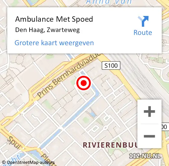 Locatie op kaart van de 112 melding: Ambulance Met Spoed Naar Den Haag, Zwarteweg op 26 oktober 2024 18:51