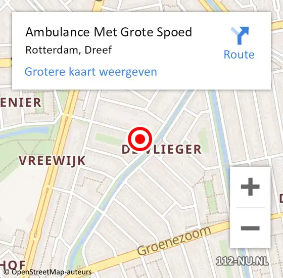 Locatie op kaart van de 112 melding: Ambulance Met Grote Spoed Naar Rotterdam, Dreef op 26 oktober 2024 19:01