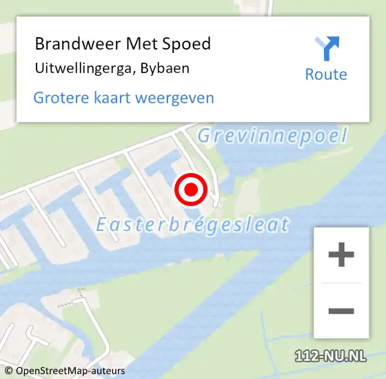 Locatie op kaart van de 112 melding: Brandweer Met Spoed Naar Uitwellingerga, Bybaen op 26 oktober 2024 19:34