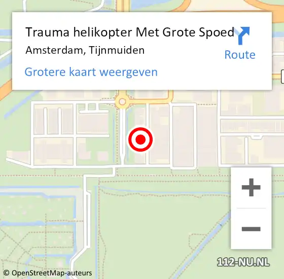 Locatie op kaart van de 112 melding: Trauma helikopter Met Grote Spoed Naar Amsterdam, Tijnmuiden op 26 oktober 2024 19:36