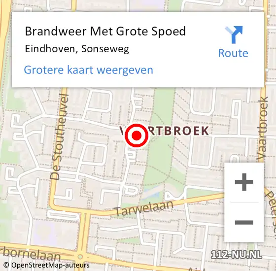 Locatie op kaart van de 112 melding: Brandweer Met Grote Spoed Naar Eindhoven, Sonseweg op 26 oktober 2024 19:51