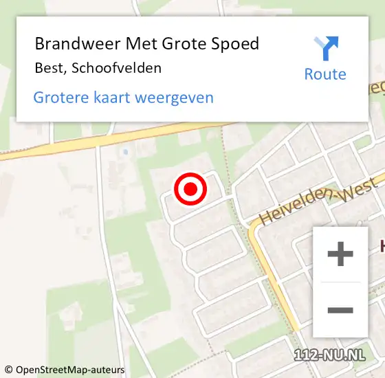 Locatie op kaart van de 112 melding: Brandweer Met Grote Spoed Naar Best, Schoofvelden op 26 oktober 2024 19:52