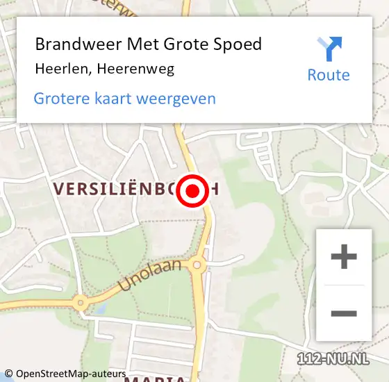 Locatie op kaart van de 112 melding: Brandweer Met Grote Spoed Naar Heerlen, Heerenweg op 26 oktober 2024 20:10