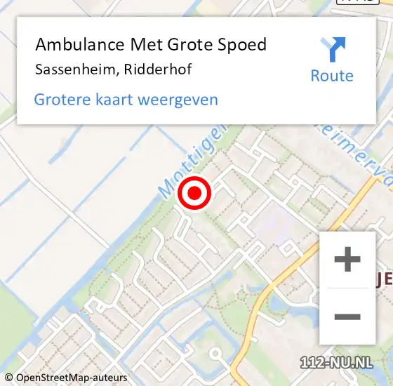 Locatie op kaart van de 112 melding: Ambulance Met Grote Spoed Naar Sassenheim, Ridderhof op 26 oktober 2024 20:35