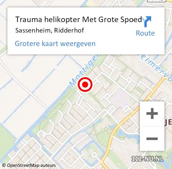 Locatie op kaart van de 112 melding: Trauma helikopter Met Grote Spoed Naar Sassenheim, Ridderhof op 26 oktober 2024 20:38