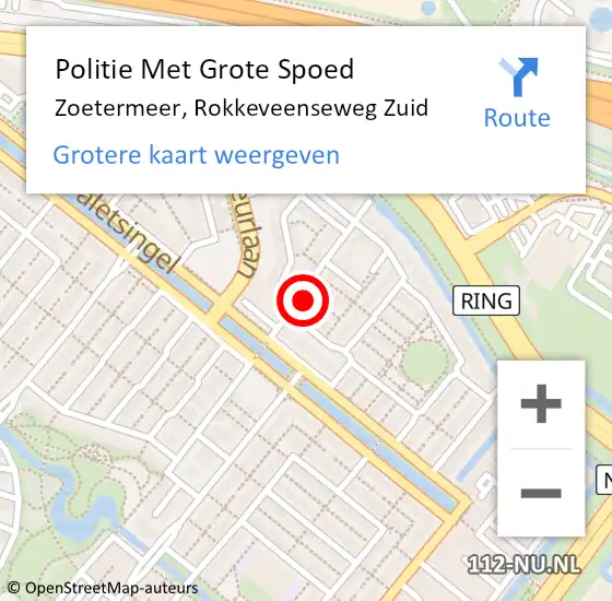 Locatie op kaart van de 112 melding: Politie Met Grote Spoed Naar Zoetermeer, Rokkeveenseweg Zuid op 26 oktober 2024 21:14