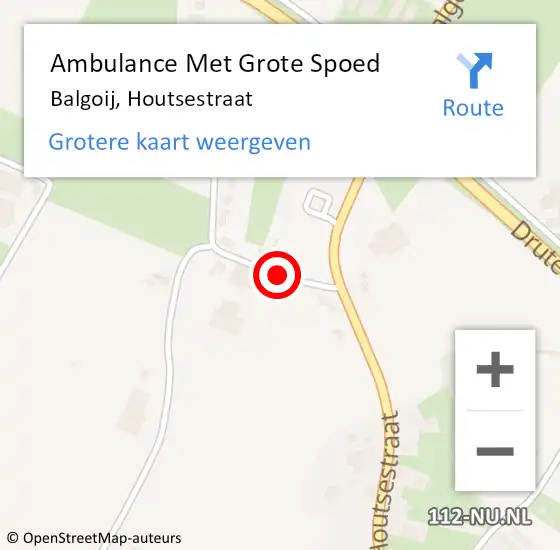 Locatie op kaart van de 112 melding: Ambulance Met Grote Spoed Naar Balgoij, Houtsestraat op 24 oktober 2014 19:58