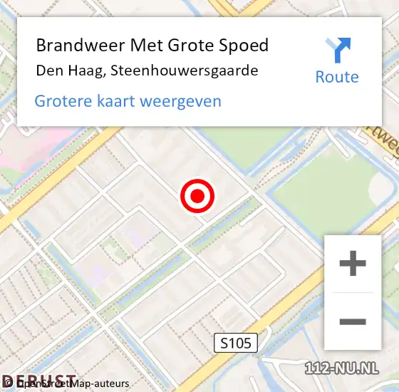 Locatie op kaart van de 112 melding: Brandweer Met Grote Spoed Naar Den Haag, Steenhouwersgaarde op 26 oktober 2024 21:47