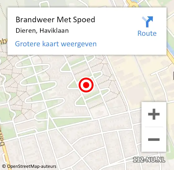 Locatie op kaart van de 112 melding: Brandweer Met Spoed Naar Dieren, Haviklaan op 26 oktober 2024 21:56