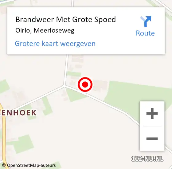 Locatie op kaart van de 112 melding: Brandweer Met Grote Spoed Naar Oirlo, Meerloseweg op 26 oktober 2024 22:00