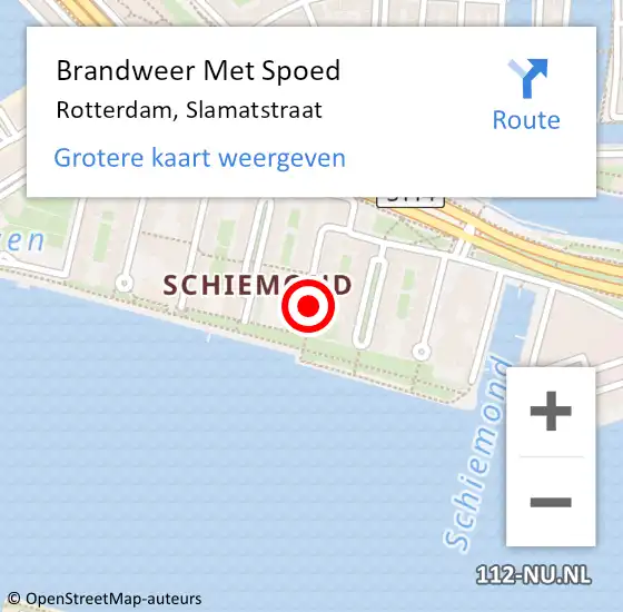 Locatie op kaart van de 112 melding: Brandweer Met Spoed Naar Rotterdam, Slamatstraat op 26 oktober 2024 22:28