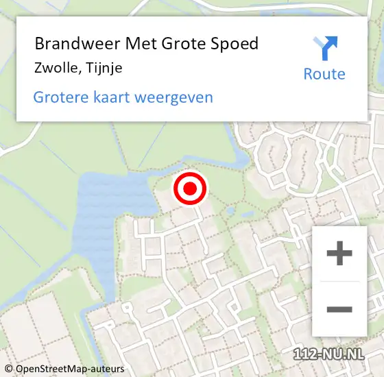 Locatie op kaart van de 112 melding: Brandweer Met Grote Spoed Naar Zwolle, Tijnje op 26 oktober 2024 23:00