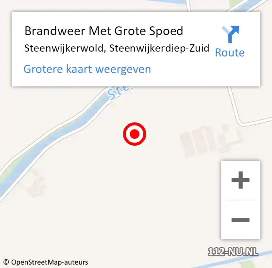 Locatie op kaart van de 112 melding: Brandweer Met Grote Spoed Naar Steenwijkerwold, Steenwijkerdiep-Zuid op 26 oktober 2024 23:19