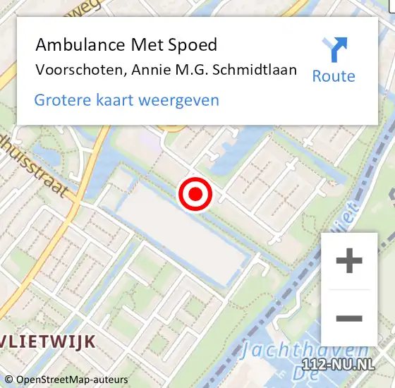 Locatie op kaart van de 112 melding: Ambulance Met Spoed Naar Voorschoten, Annie M.G. Schmidtlaan op 26 oktober 2024 23:37