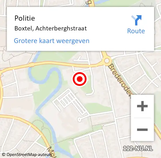 Locatie op kaart van de 112 melding: Politie Boxtel, Achterberghstraat op 26 oktober 2024 23:46